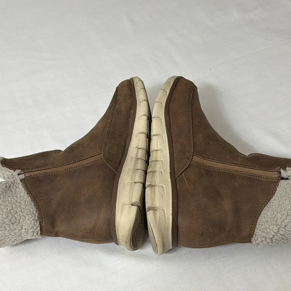 Skechers Winter Snow Boots Womens 9 Synergy‎ Collab Brown Zip Faux Fur 44779 Fit